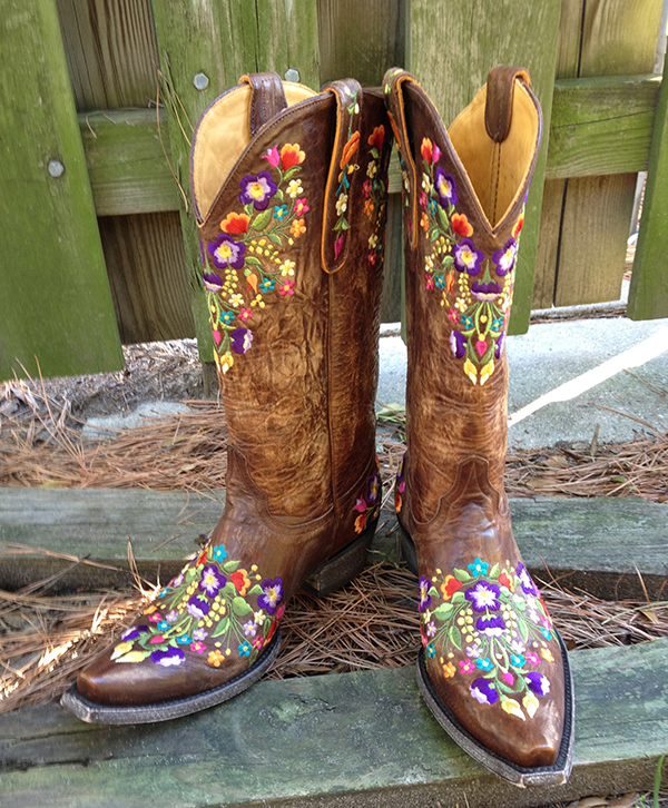 flower embroidered cowboy boots